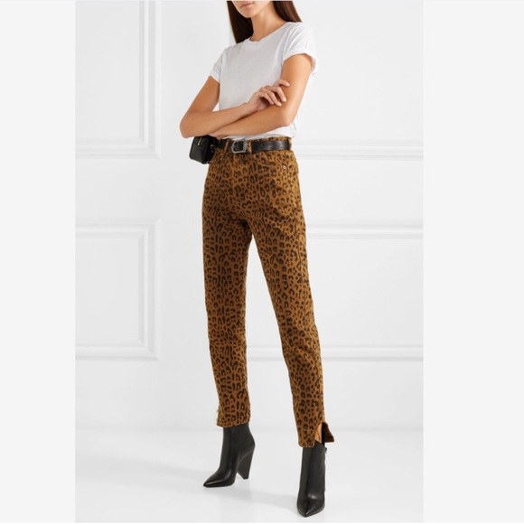 Saint Laurent Leopard Animal Print High Rise Slim Leg Jeans SZ 26 - Picture 1 of 8